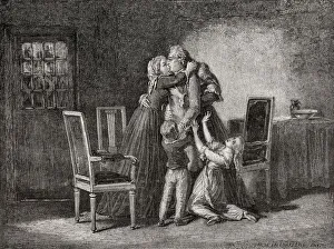 The Royal Familys Last Farewell, 20 January 1793. Engraved By Carbonneau After De La The Royal Familys Last Farewell, 20 January 1793. Engraved By Carbonneau After De La