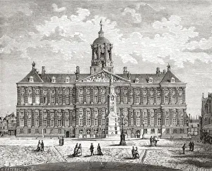 The Royal Palace, Dam Square, Amsterdam, The Netherlands In The 19Th Century The Royal Palace, Dam Square, Amsterdam, The Netherlands In The 19Th Century