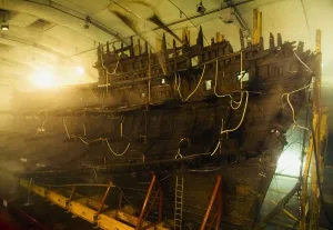 Shipwreck Of The Mary Rose, Portsmouth, England; Shipwrecked In 1545 And Now On Display In The Portsmouth Historic Shipwreck Of The Mary Rose, Portsmouth, England; Shipwrecked In 1545 And Now On Display In The Portsmouth Historic