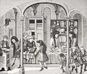 Shops Under Covered Market. Goldsmith, Dealer In Stuffs And Shoemaker Shops Under Covered Market. Goldsmith, Dealer In Stuffs And Shoemaker