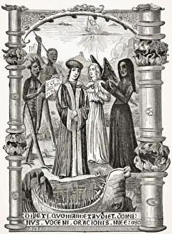 The Sinner At The Hour Of His Death After A 15Th Century Allegoric Miniature Used In Service For The Dead In A Liber The Sinner At The Hour Of His Death After A 15Th Century Allegoric Miniature Used In Service For The Dead In A Liber