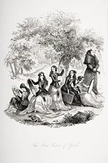 The Five Sisters Of York. Illustration From The Charles Dickens Novel Nicholas Nickleby The Five Sisters Of York. Illustration From The Charles Dickens Novel Nicholas Nickleby