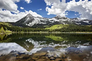 Snowcapped East Beckwith Mountain In The Background Reflected In Lost Lake Slough; Colorado, United States Of America Snowcapped East Beckwith Mountain In The Background Reflected In Lost Lake Slough; Colorado, United States Of America