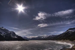 Spring Time Sun Over A Frozen Abraham Lake, Alberta Rockies Spring Time Sun Over A Frozen Abraham Lake, Alberta Rockies