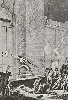 Stanislas Maillard Bravely Climbing On A Plank Over The Dry Moat Surrounding The Fortress To Accept From One Of The Stanislas Maillard Bravely Climbing On A Plank Over The Dry Moat Surrounding The Fortress To Accept From One Of The