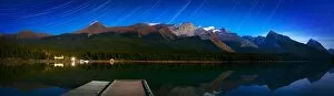 Images Dated 3rd October 2006: Starry Night Panoramic Of Mountains And Lake, Jasper National Park, Alberta, Canada