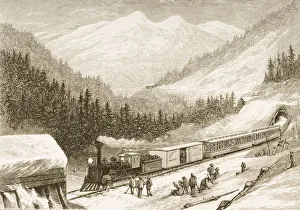 Steam Train Carrying Us Mail Across Sierra Nevada In 1870S Steam Train Carrying Us Mail Across Sierra Nevada In 1870S