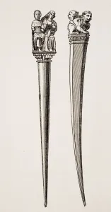 Styli Used For Writing In The 14Th Century. From A 19Th Century Print Styli Used For Writing In The 14Th Century. From A 19Th Century Print