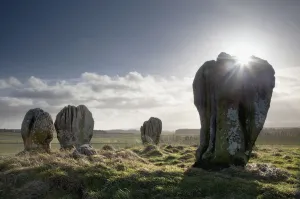Sunlight Shining On The Standing Stones Of Duddo; Northumberland, England Sunlight Shining On The Standing Stones Of Duddo; Northumberland, England