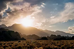 Sunset in Alabama Hills showing the Sierra Madre Mountains, Lone Pine, California, USA Sunset in Alabama Hills showing the Sierra Madre Mountains, Lone Pine, California, USA