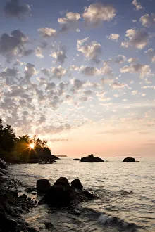 Sunset On The South Shores Of Lake Superior; Michigan, United States Of America Sunset On The South Shores Of Lake Superior; Michigan, United States Of America