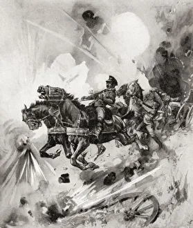 A Team Of Horses From A British Battery Stampede In Fright From Bursting German Shells During Wwi A Team Of Horses From A British Battery Stampede In Fright From Bursting German Shells During Wwi