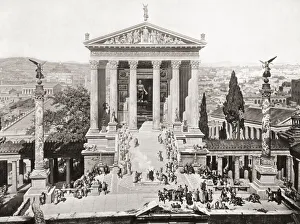The Temple of Juno Moneta, as it may have appeared in Rome in 312 AD. After a section of a panoramic painting of Rome The Temple of Juno Moneta, as it may have appeared in Rome in 312 AD. After a section of a panoramic painting of Rome