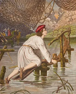 Tender Conscience Crossing The Bridge. From The Book The Pilgrims Progress By John Bunyan Tender Conscience Crossing The Bridge. From The Book The Pilgrims Progress By John Bunyan