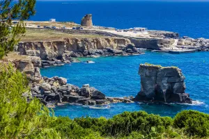 Tranquil coastal view of Santa Cesarea Terme in Puglia, Italy Tranquil coastal view of Santa Cesarea Terme in Puglia, Italy