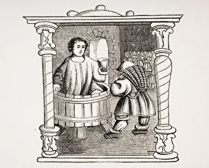 Treading Of The Grape. 19Th Century Reproduction Of Miniature In 16Th Century Prayer Treading Of The Grape. 19Th Century Reproduction Of Miniature In 16Th Century Prayer