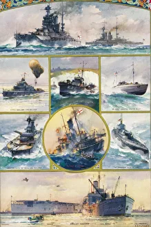 Types Of British Warships Brought Into Being By The Great War. From Top, Left To Right Types Of British Warships Brought Into Being By The Great War. From Top, Left To Right