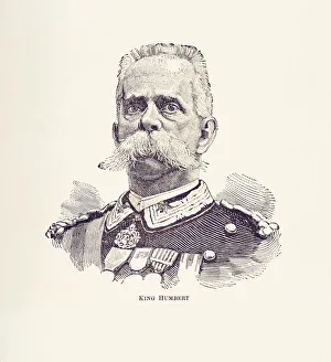 Umberto I, 1844 - 1900, nicknamed the Good, King of Italy; Artwork Umberto I, 1844 - 1900, nicknamed the Good, King of Italy; Artwork
