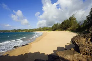 USA, Hawaii, Maui, View of empty Fleming Beach; Kapalua USA, Hawaii, Maui, View of empty Fleming Beach; Kapalua
