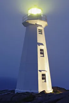 View Of Cape Spear Lighthouse In Fog At Twilight, Cape Spear National Historic Site View Of Cape Spear Lighthouse In Fog At Twilight, Cape Spear National Historic Site