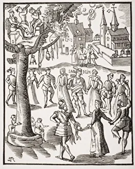 Village Feast. 19Th Century Reproduction Of 16Th Century Woodcut Of The Sandrin Ou Village Feast. 19Th Century Reproduction Of 16Th Century Woodcut Of The Sandrin Ou
