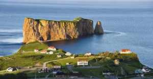 Village And Perce Rock At Sunset, Perce, Gaspesie, Quebec Village And Perce Rock At Sunset, Perce, Gaspesie, Quebec
