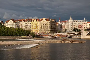 From the Vltava River, a view of The Old Town in Prague From the Vltava River, a view of The Old Town in Prague