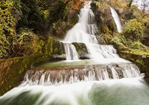 Waterfalls From The Edessaios River With Autumn Coloured Foliage; Edessa, Greece Waterfalls From The Edessaios River With Autumn Coloured Foliage; Edessa, Greece