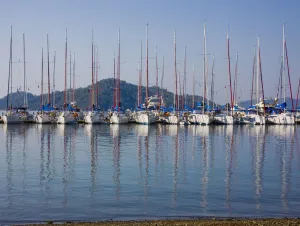 Yachts Docked In The Harbor; Gocek, Mugla Province, Turkey Yachts Docked In The Harbor; Gocek, Mugla Province, Turkey