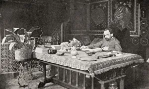 Zola in his study. Emile Edouard Charles Antoine Zola, 1840 - 1902. French novelist, playwright and journalist Zola in his study. Emile Edouard Charles Antoine Zola, 1840 - 1902. French novelist, playwright and journalist