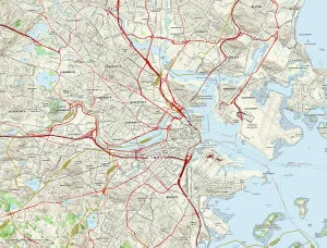 Boston City Map Print: Central Boston Street Level Map