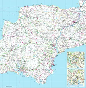 Devon County Road Map Print