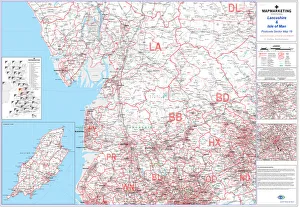 Lancashire and Isle of Man Postcode Sector Print Map