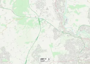 Aberdeen AB21 9 Postcode Sector Print Map