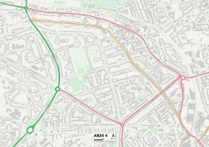 AB - Aberdeen Prints: Aberdeen AB24 4 Postcode Sector Map Print