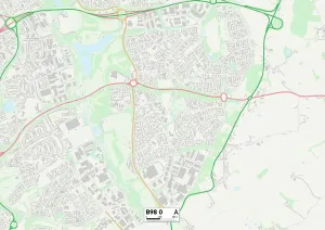 B - Birmingham Prints: B98 0 Postcode Sector Print Map of Redditch