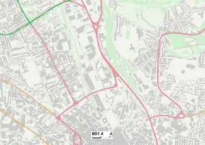 BD - Bradford Prints: Bradford BD1 4 Print Map Sector