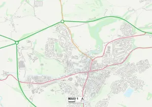 BD - Bradford Prints: Craven BD23 1 Postcode Sector Print Map