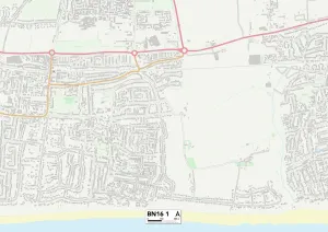 Arun BN16 1 Postcode Sector Print Map
