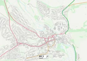 Lewes BN7 2 Postcode Sector Print Map