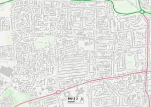 BN - Brighton Prints: Worthing BN13 2 Print Postcode Sector Map