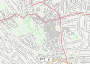 Bromley BR1 1 Postcode Sector Print Map