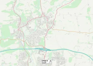 Bridgend CF32 9 Postcode Sector Print Map