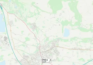 Bridgend CF33 6 Postcode Sector Print Map
