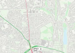 Cardiff CF14 4 Print Map Sector