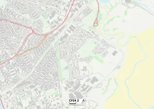 CF - Cardiff Prints: Cardiff CF24 2 Postcode Sector Print Map