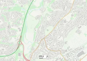 Cardiff CF3 4 Print Map Sector