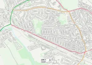 CF - Cardiff Prints: Cardiff CF5 1 Postcode Sector Print Map