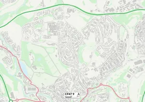 Merthyr Tydfil CF47 9 Print Postcode Sector Map