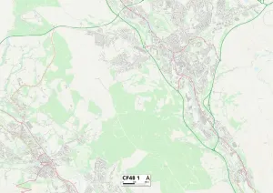 CF - Cardiff Prints: Merthyr Tydfil CF48 1 Print Map Postcode Sector